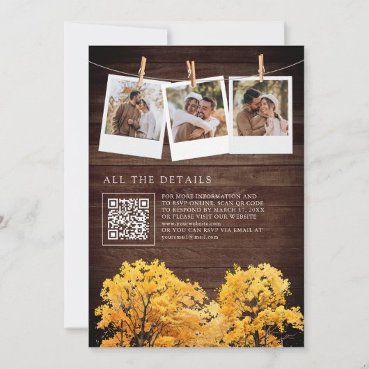 Herfst Herfst Eiken Bos QR Code Bruiloft Kaart (Achterkant)