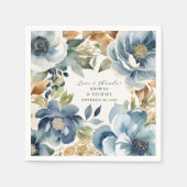 Herfst Herfst Elegant Blauw Bloemen Modern Bruilof Servet (Voorkant)