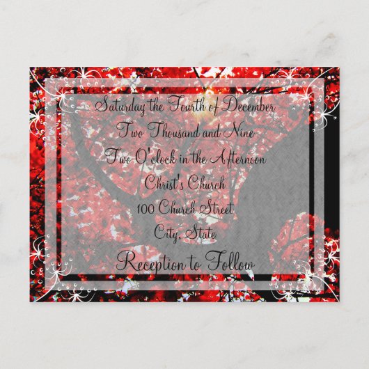 Herfst herfst Elegant Red Leaf Tree Wedding Uitnodiging Briefkaart (Achterkant)