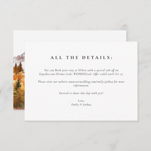 Herfst herfst elegante bruiloft informatiekaartje (Voorkant / Achterkant)