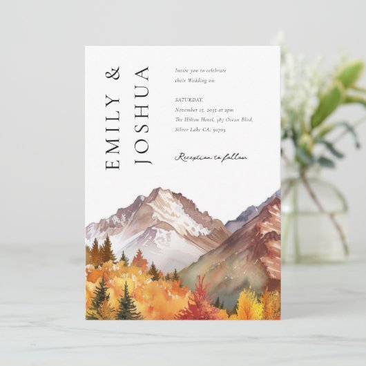 Herfst herfst elegante bruiloft kaart (Staand voorkant)