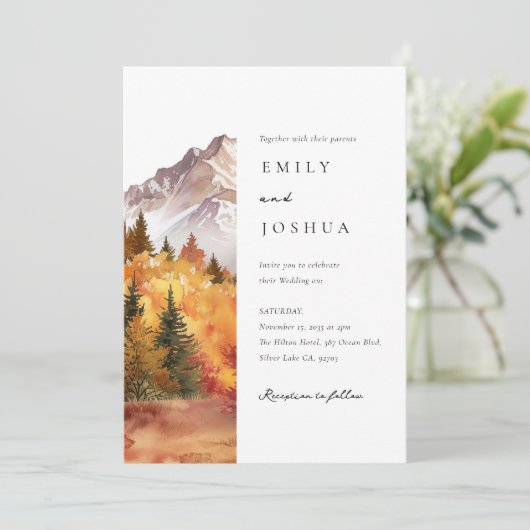 Herfst herfst elegante bruiloft kaart (Staand voorkant)