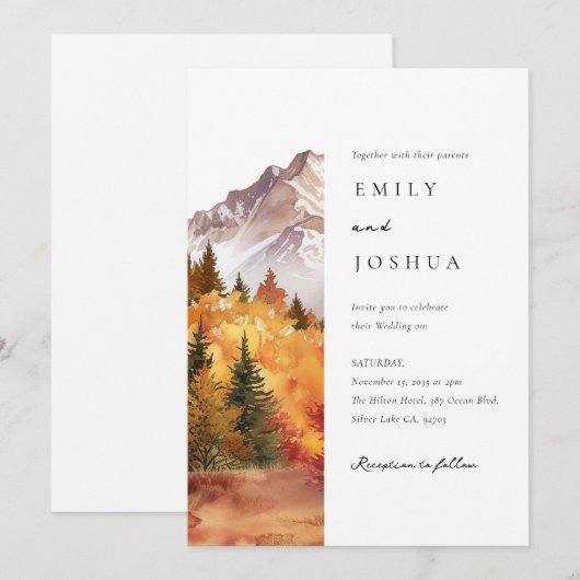 Herfst herfst elegante bruiloft kaart (Voorkant / Achterkant)