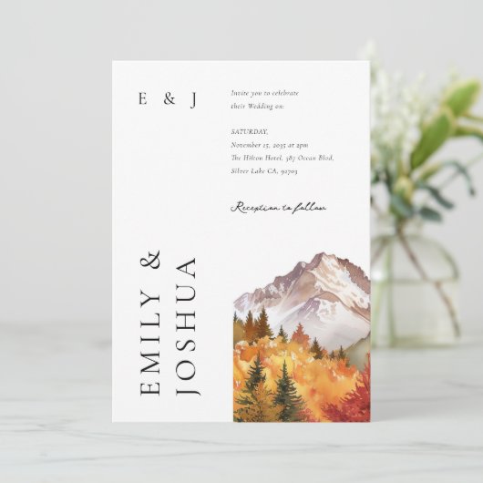 Herfst herfst elegante bruiloft kaart (Staand voorkant)