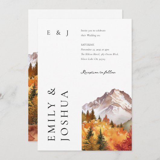 Herfst herfst elegante bruiloft kaart (Voorkant / Achterkant)