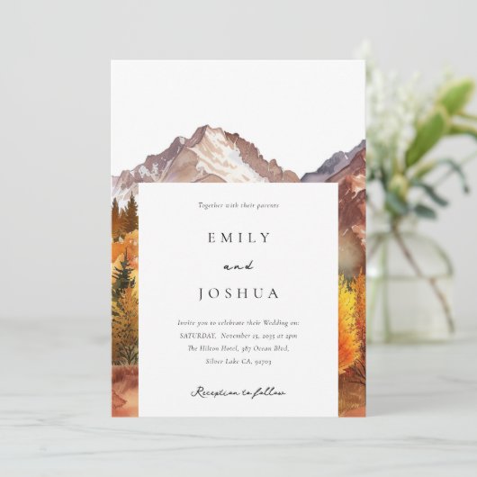 Herfst herfst elegante bruiloft kaart (Staand voorkant)