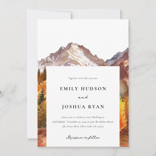 Herfst herfst elegante bruiloft kaart (Voorkant)