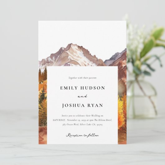 Herfst herfst elegante bruiloft kaart (Staand voorkant)