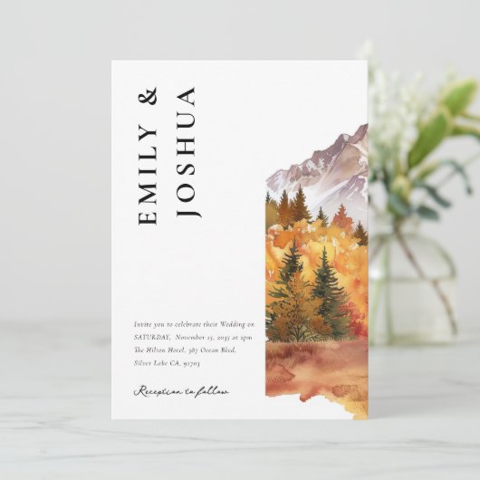 Herfst herfst elegante bruiloft kaart (Staand voorkant)