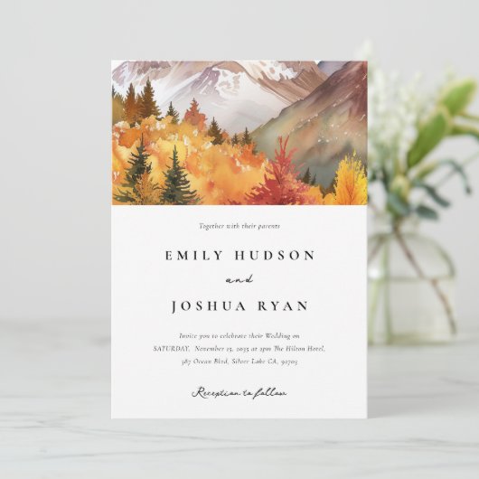 Herfst herfst elegante bruiloft kaart (Staand voorkant)