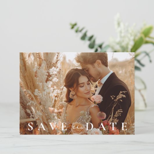 Herfst herfst elegante bruiloft save the date (Staand voorkant)