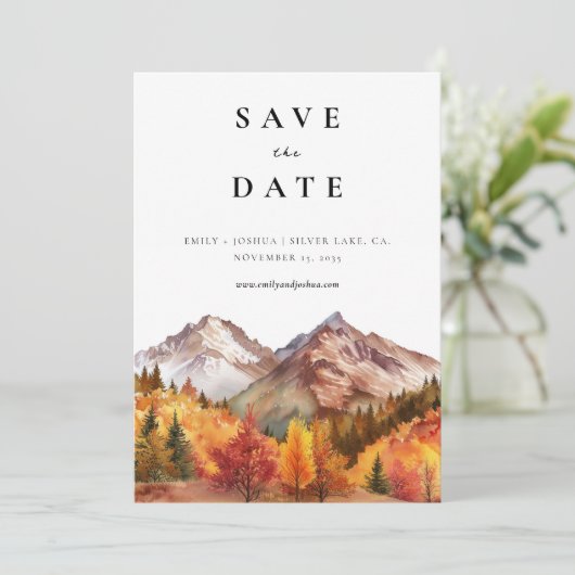 Herfst herfst elegante bruiloft save the date (Staand voorkant)