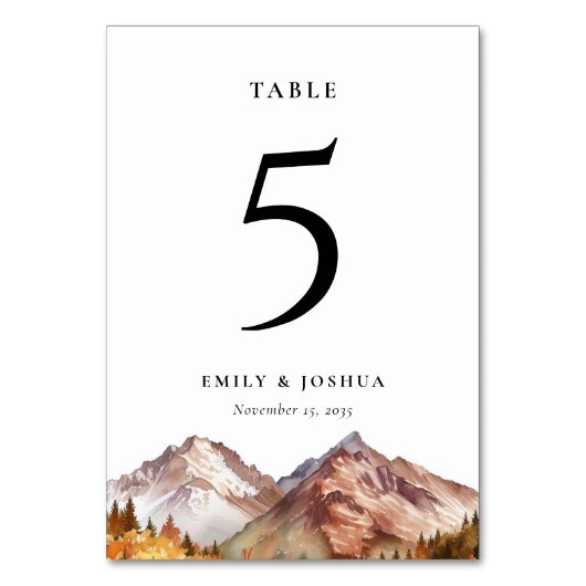 Herfst herfst Elegante Trouwtafel Kaart (Achterkant)