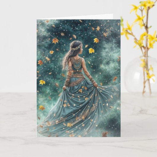 Herfst Herfst Equinox Boheemse Geïnspireerd Kind Kaart (Gele Bloem)