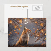 Herfst Herfst Equinox Fantasy Vos en Maan Feestdagenkaart (Voorkant / Achterkant)