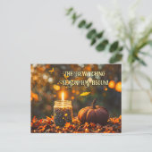 Herfst Herfst Equinox Mabon Kaars Pompoen Feestdagenkaart (Staand voorkant)