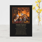 Herfst Herfst Equinox Mabon met uilen en kaarsen Kaart (Gele Bloem)