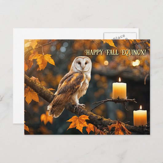 Herfst Herfst Equinox Mabon Uil en kaars Feestdagenkaart (Voorkant / Achterkant)