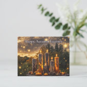 Herfst Herfst Equinox Mystieke Kaarsen Feestdagenkaart (Staand voorkant)
