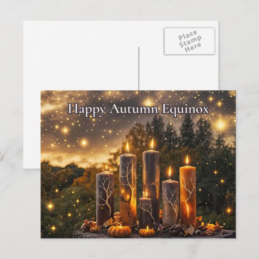 Herfst Herfst Equinox Mystieke Kaarsen Feestdagenkaart (Voorkant / Achterkant)