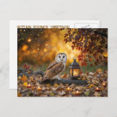 Herfst Herfst Equinox Mystieke Uil en Lantaarn Feestdagenkaart (Voorkant / Achterkant)