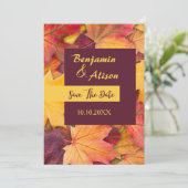 Herfst herfst esdoorn bladeren bruiloft opslaan va kaart (Staand voorkant)
