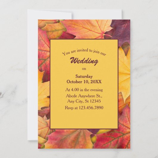 Herfst herfst esdoorn bladeren bruiloft opslaan va kaart (Achterkant)