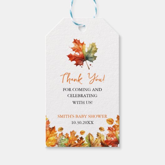 Herfst herfst esdoorn bladeren dank u voor cadeau  cadeaulabel (Voorkant)