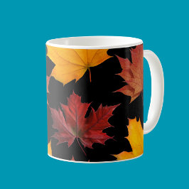 Herfst Herfst esdoorn bladeren zwart Koffiemok