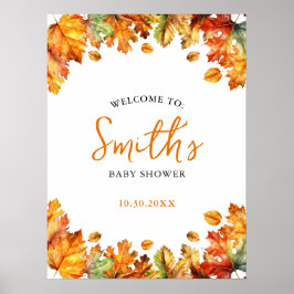 Herfst Herfst esdoorn verlaat Baby shower welkomst Poster