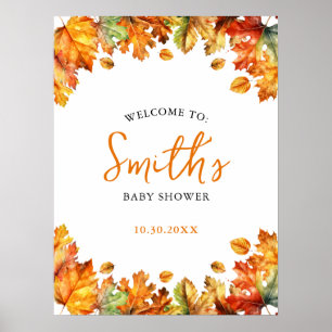 Herfst Herfst esdoorn verlaat Baby shower welkomst Poster