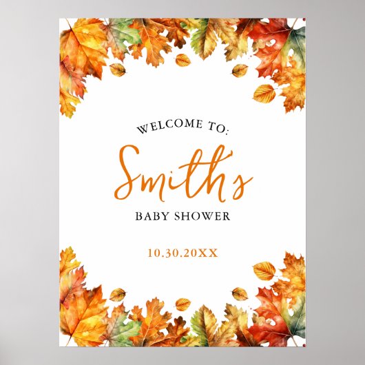 Herfst Herfst esdoorn verlaat Baby shower welkomst Poster (Voorkant)