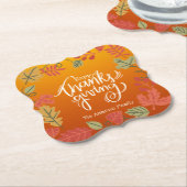 Herfst herfst familie dankbaar Happy Thanksgiving Kartonnen Onderzetters (Gekanteld)