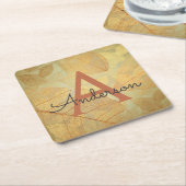 Herfst - Herfst Familie Monogram Bladeren Kartonnen Onderzetters (Schuin)