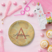 Herfst - Herfst Familie Monogram Bladeren Papieren Bordje (Feest)