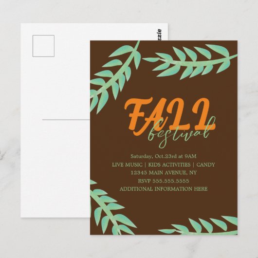 Herfst herfst Festival Greenery Flyer Briefkaart (Voorkant / Achterkant)