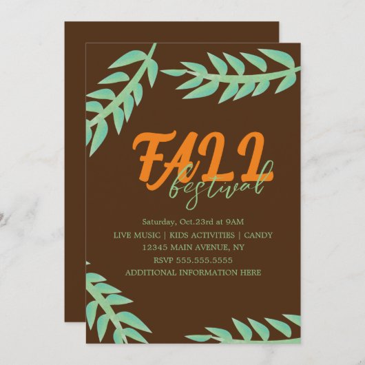 Herfst herfst Festival Greenery Flyer Kaart (Voorkant / Achterkant)