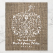 Herfst Herfst filigraan pompoen & burlap wijnlabel Wijn Etiket (Enkel label)