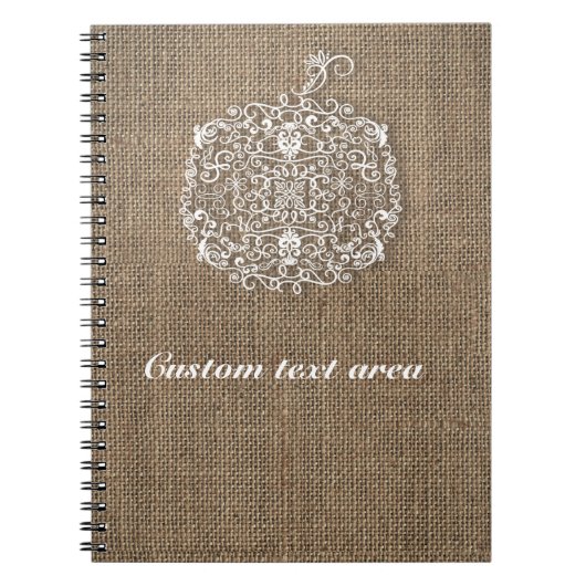 Herfst Herfst Filigree Pompoen & Burlap Notitieboe Notitieboek (Voorkant)