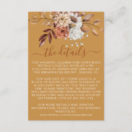 Herfst herfst Floral Bouquet op gouden bruiloft Informatiekaartje