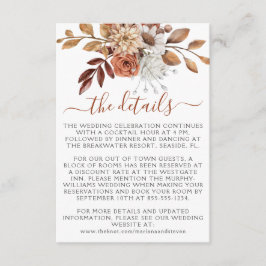 Herfst herfst Floral Bouquet Wedding Informatiekaartje