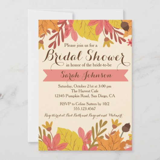 Herfst herfst Floral Bridal Shower Kaart (Voorkant)