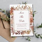 Herfst herfst Floral Peach Brown Rust Wedding Save The Date