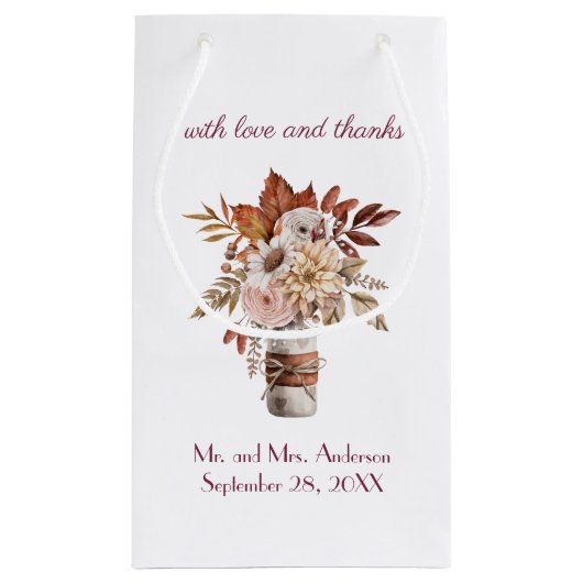 Herfst herfst Floral personalisalisaliseer Names W Klein Cadeauzakje (Achterkant)