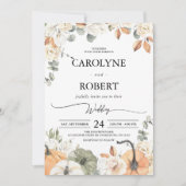 Herfst herfst Floral Pumpkin Wedding Uitnodiging (Voorkant)