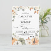 Herfst herfst Floral Pumpkin Wedding Uitnodiging (Staand voorkant)