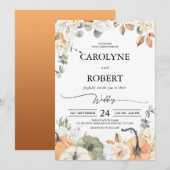 Herfst herfst Floral Pumpkin Wedding Uitnodiging (Voorkant / Achterkant)