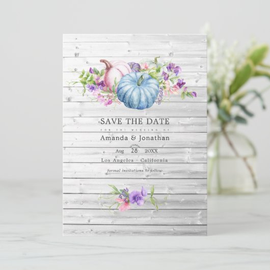 herfst - Herfst Floral Rustic Country Barn Wedding Save The Date (Staand voorkant)