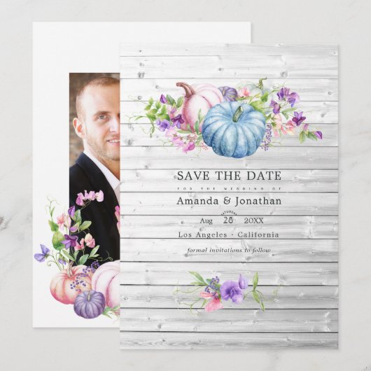 herfst - Herfst Floral Rustic Country Barn Wedding Save The Date (Voorkant / Achterkant)