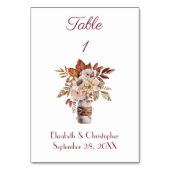 Herfst herfst Floral Waterverf Wedding Table Numbe Kaart (Voorkant)